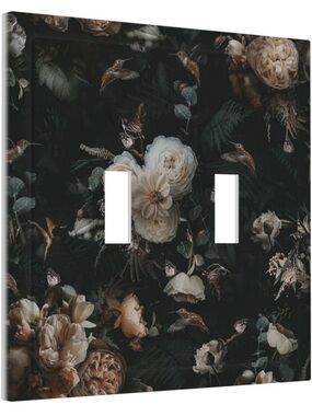 Floral Double Toggle Light Switch Cover - Dark Botanical vintage boho